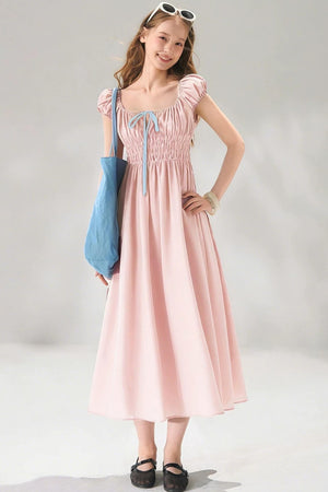 Navy Floral Tie-Up Dress