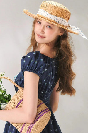 Navy Floral Tie-Up Dress