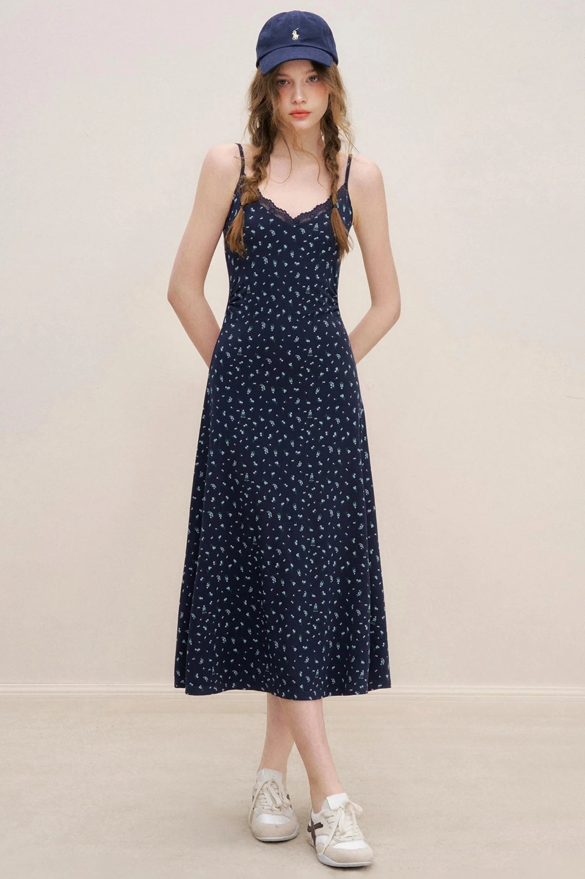 Navy Lace A-Line Dress