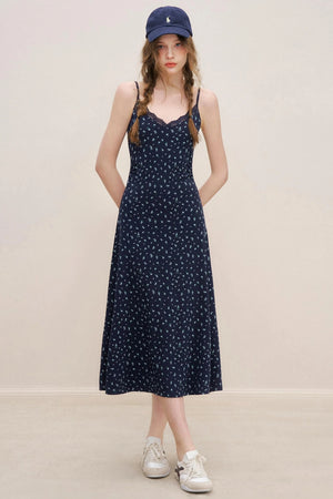 Navy Lace A-Line Dress