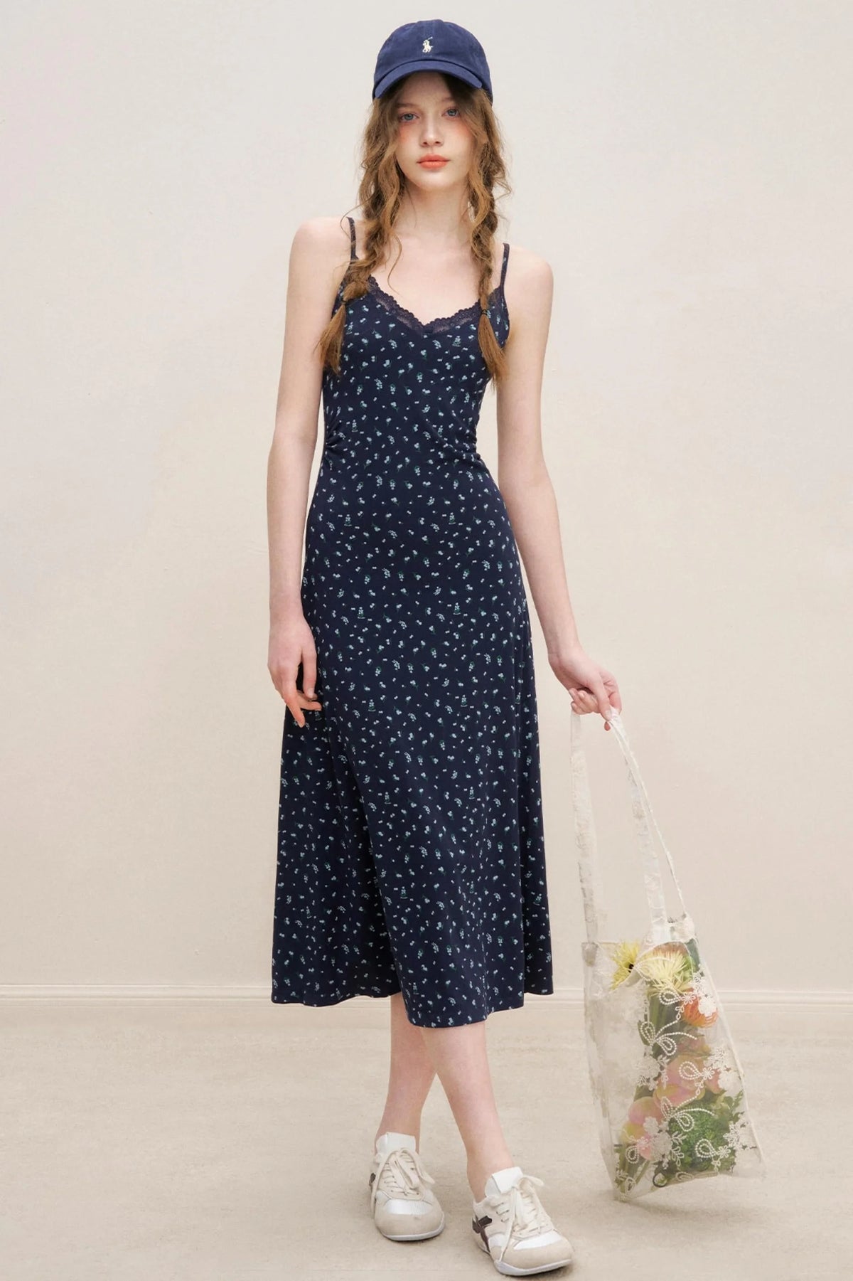 Navy Lace A-Line Dress
