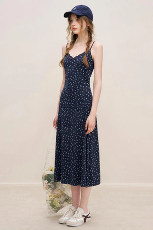 Navy Lace A-Line Dress