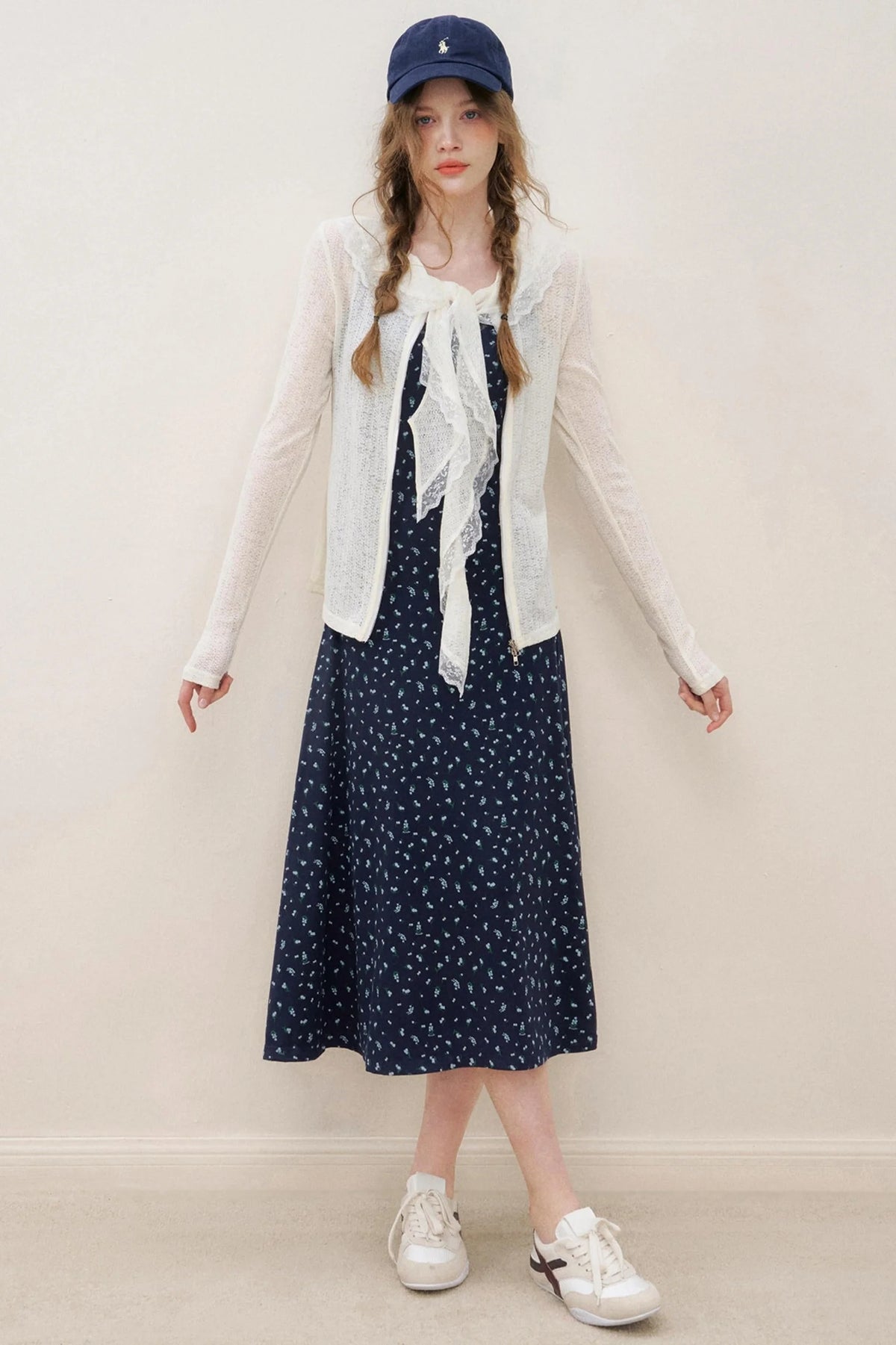 Navy Lace A-Line Dress