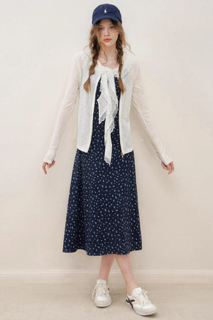 Navy Lace A-Line Dress