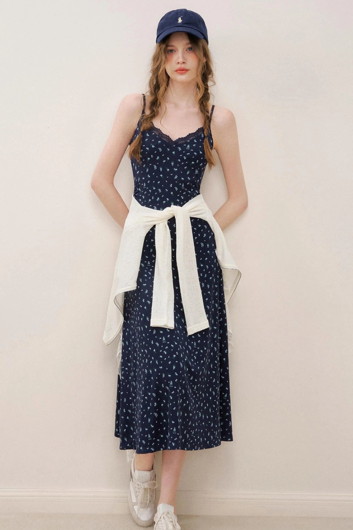Navy Lace A-Line Dress