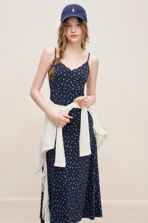 Navy Lace A-Line Dress