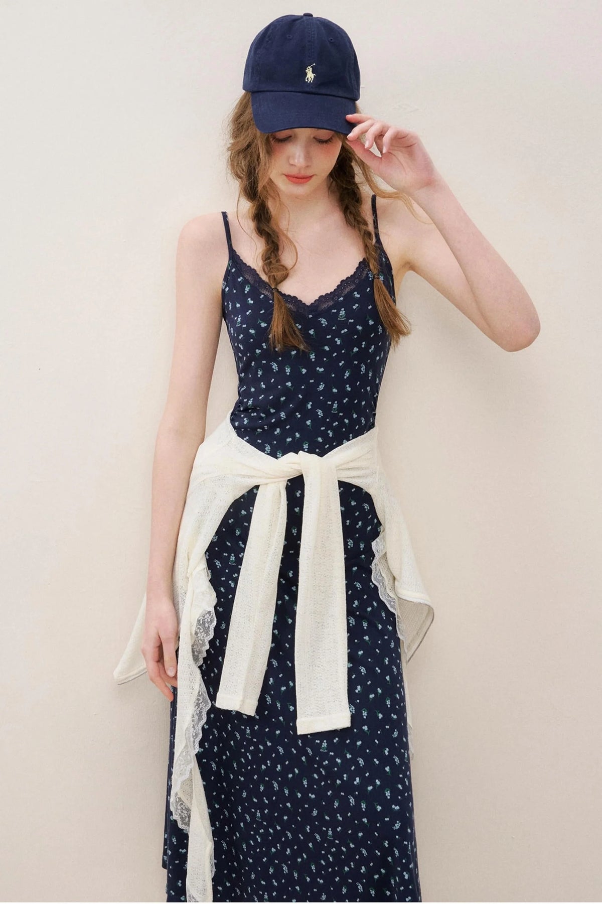 Navy Lace A-Line Dress