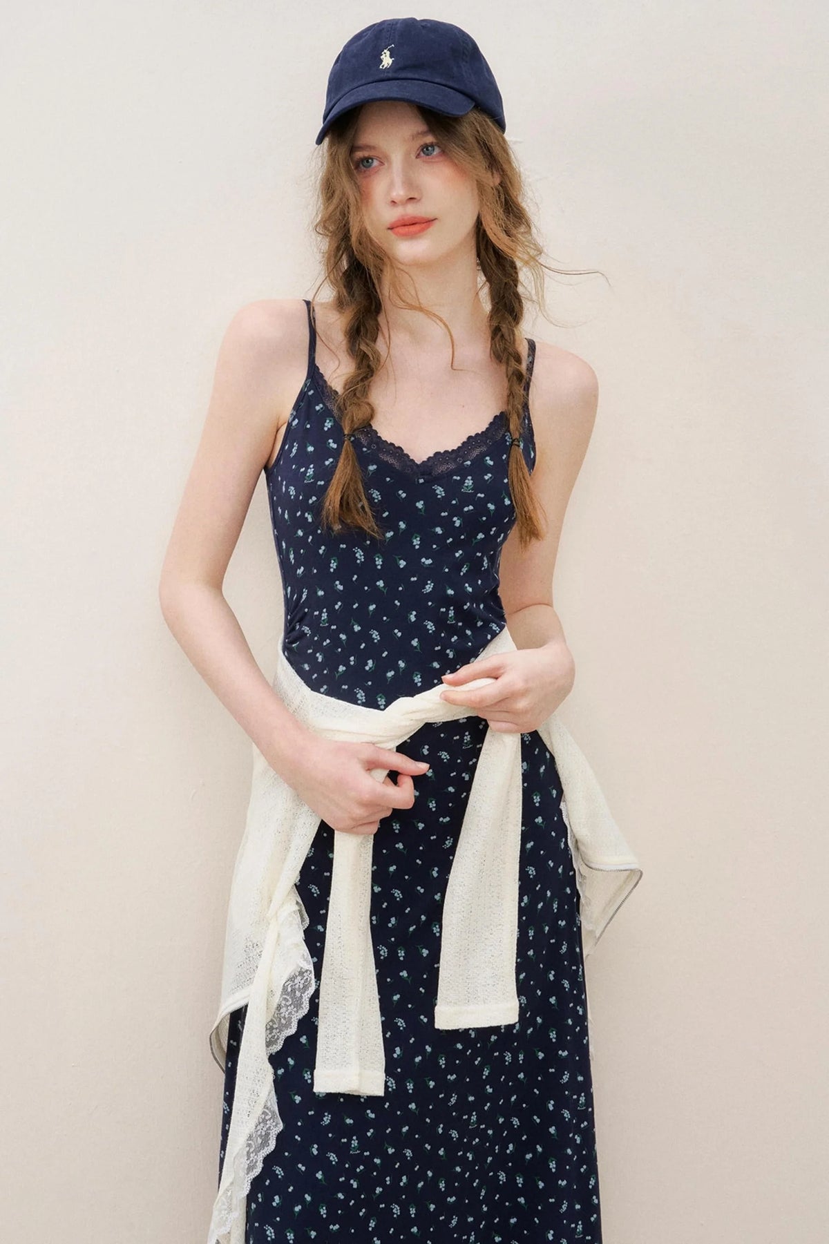 Navy Lace A-Line Dress