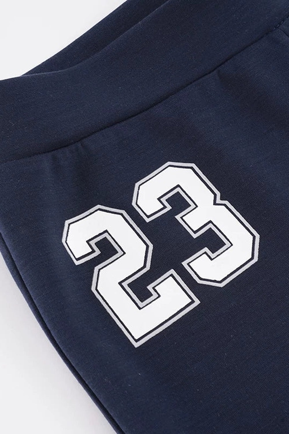 Navy Letter Print Flared Sweatpants