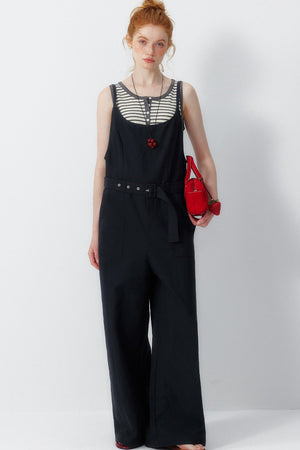 Navy Lyocell Wide Leg Jumpsuit