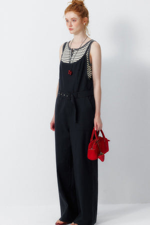 Navy Lyocell Wide Leg Jumpsuit