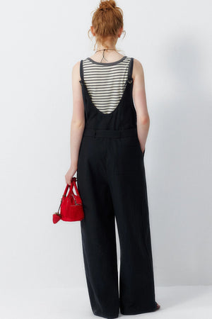 Navy Lyocell Wide Leg Jumpsuit