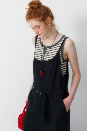 Navy Lyocell Wide Leg Jumpsuit