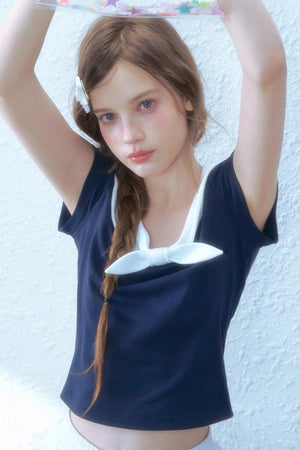 Navy Peplum Top