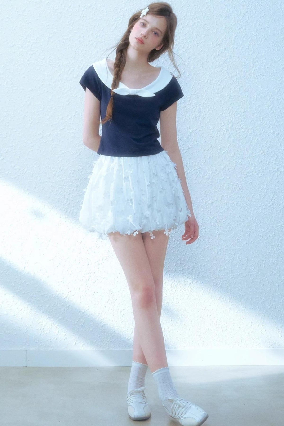 Navy Peplum Top