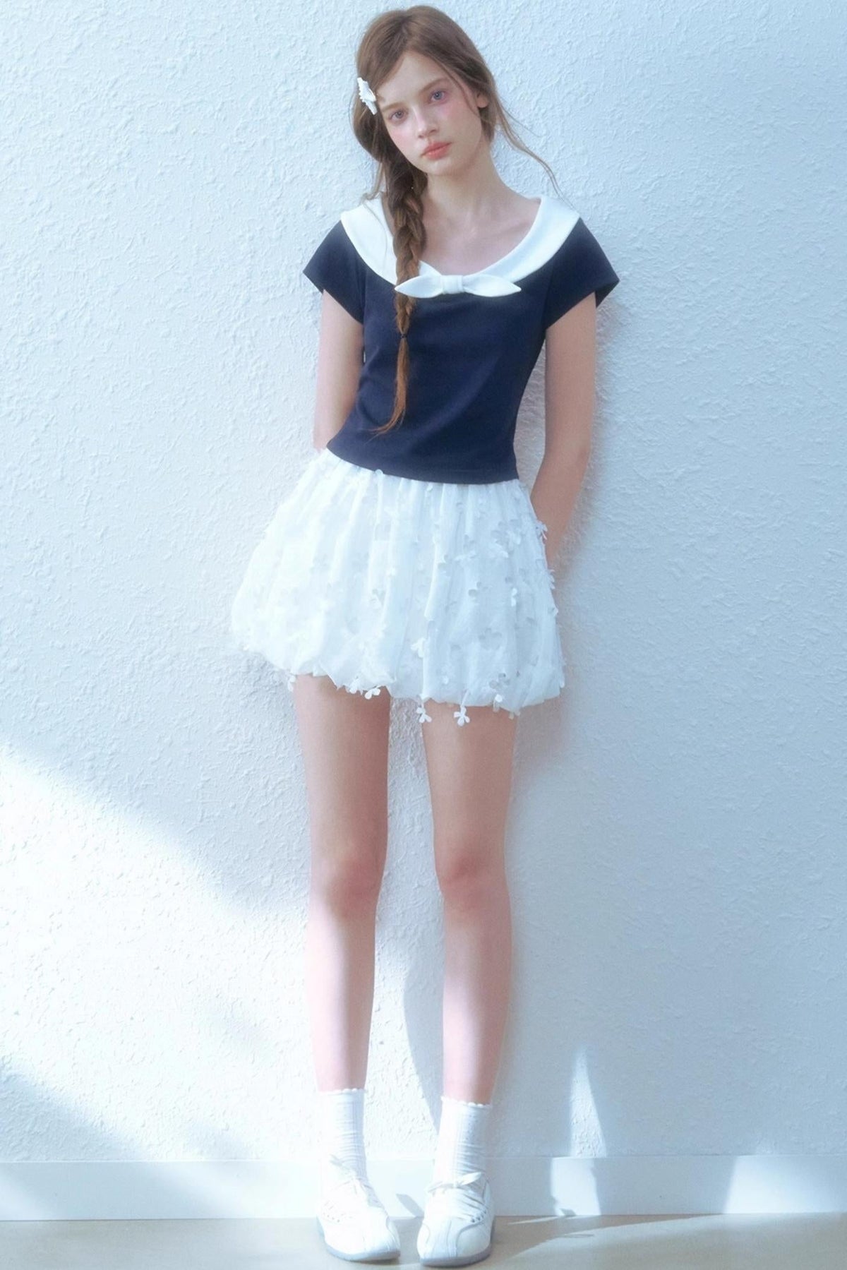 Navy Peplum Top