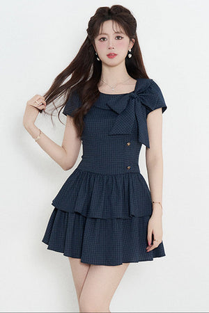 Navy Plaid Summer Dress