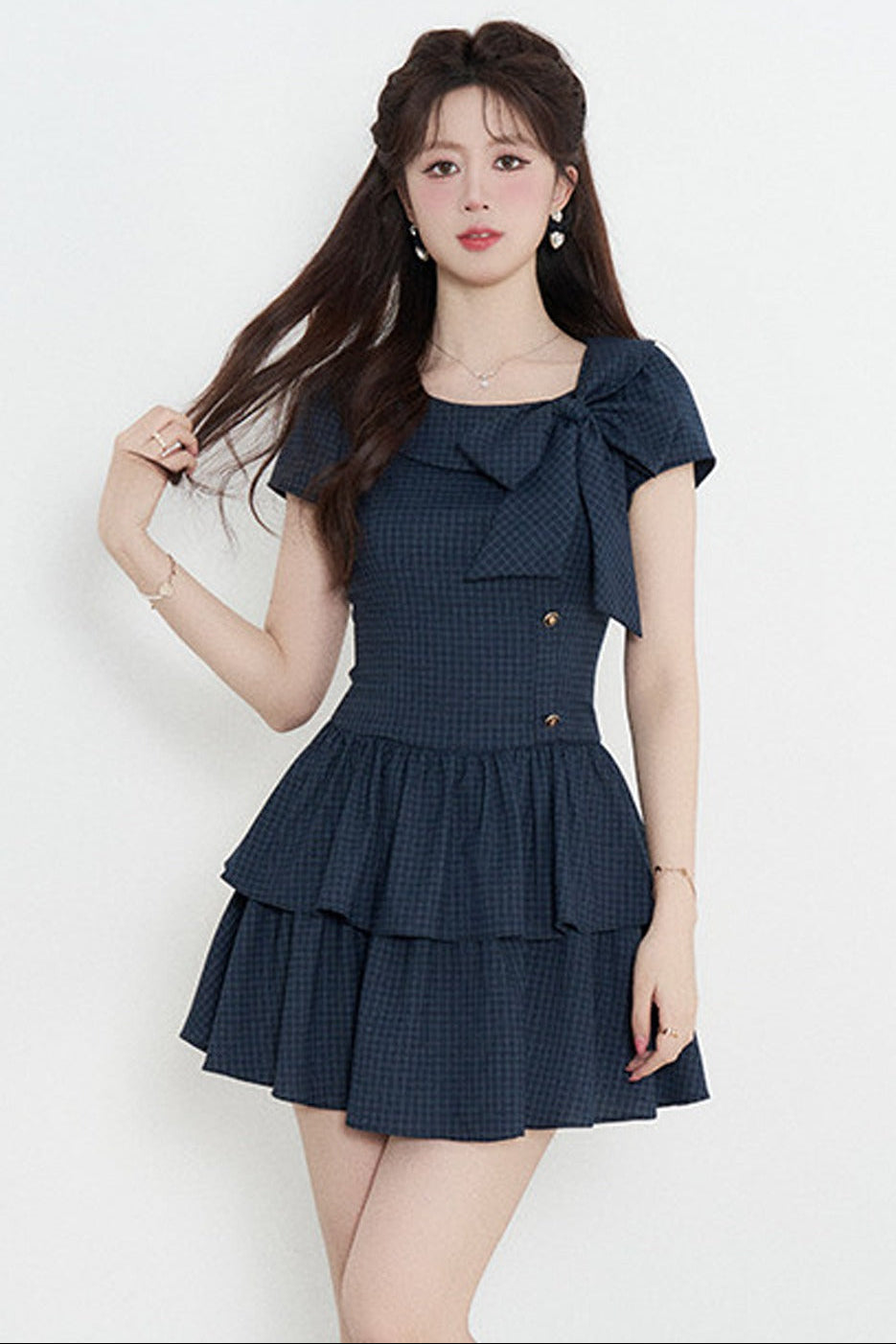 Navy Plaid Summer Dress