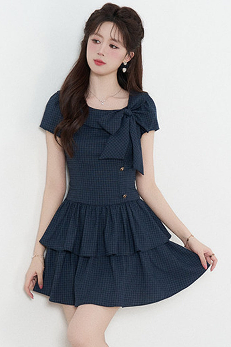 Navy Plaid Summer Dress