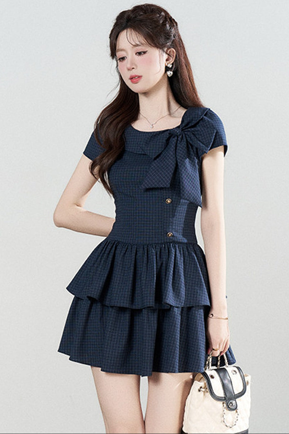 Navy Plaid Summer Dress