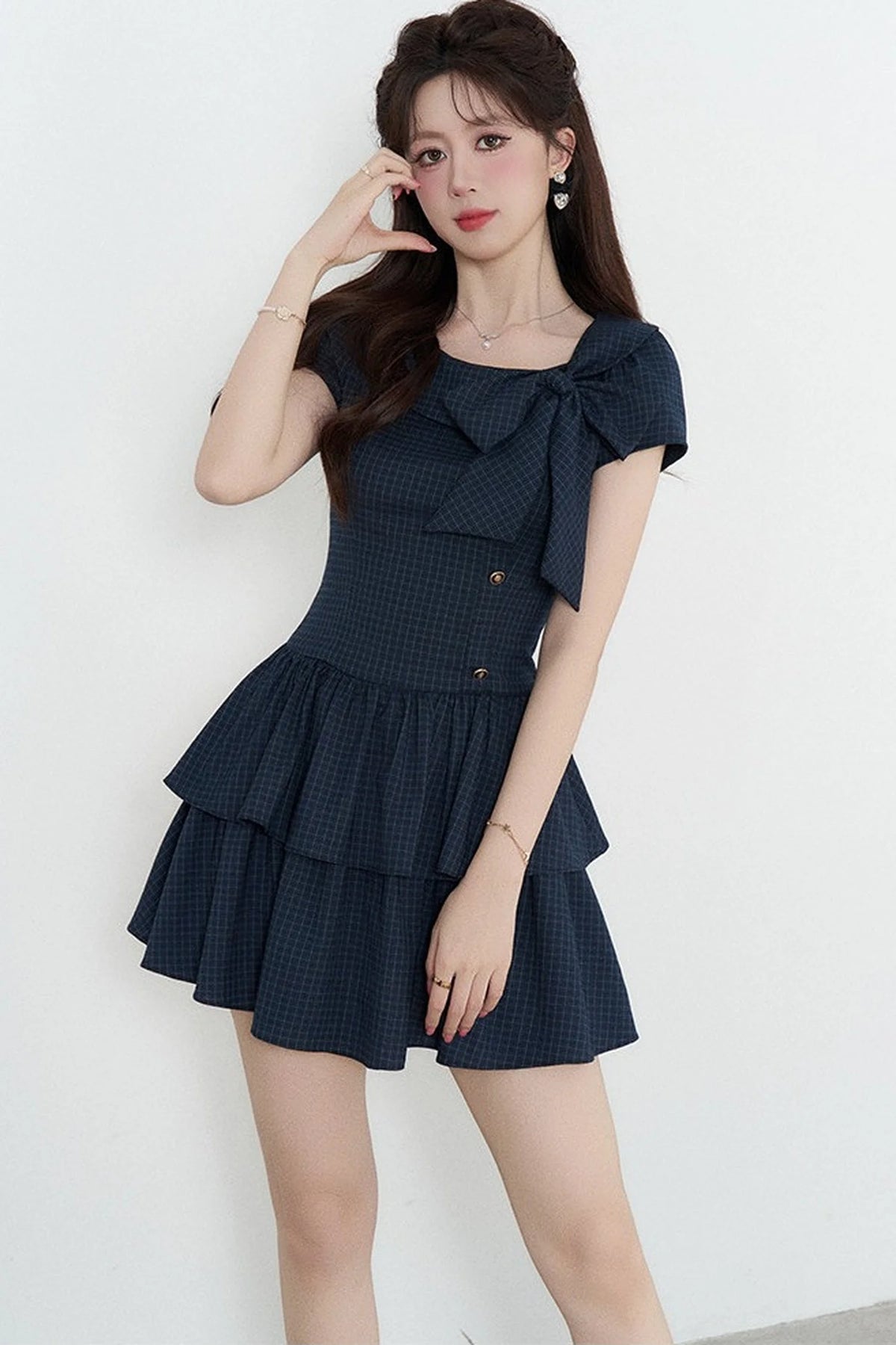 Navy Plaid Summer Dress