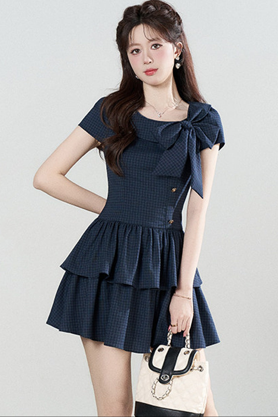 Navy Plaid Summer Dress