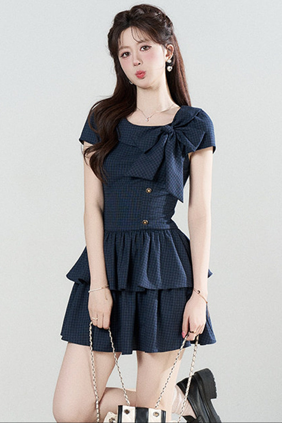 Navy Plaid Summer Dress