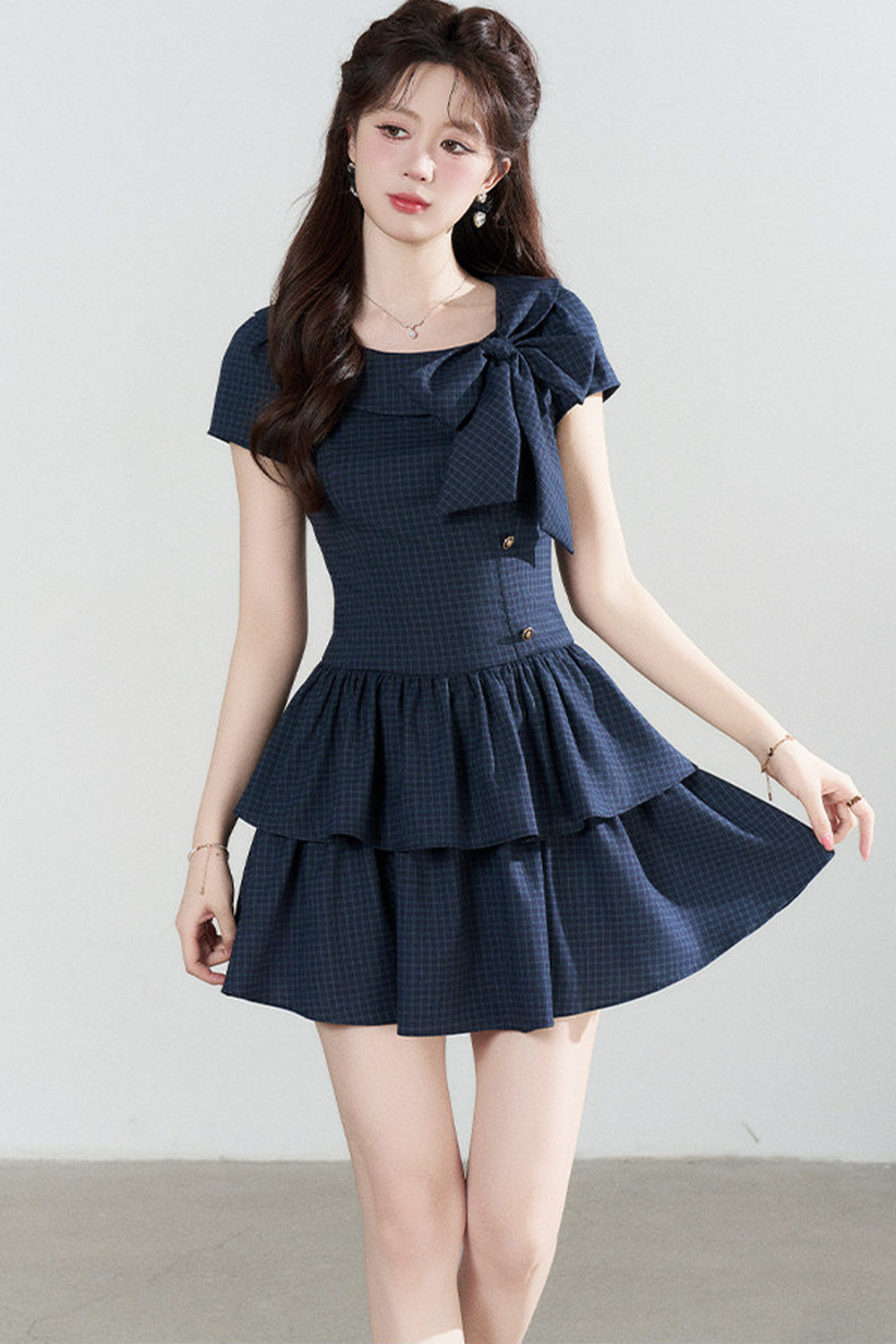 Navy Plaid Summer Dress