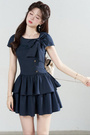 Navy Plaid Summer Dress