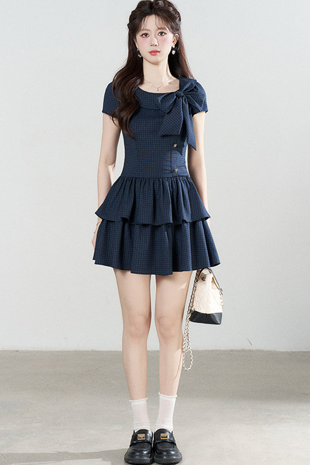Navy Plaid Summer Dress