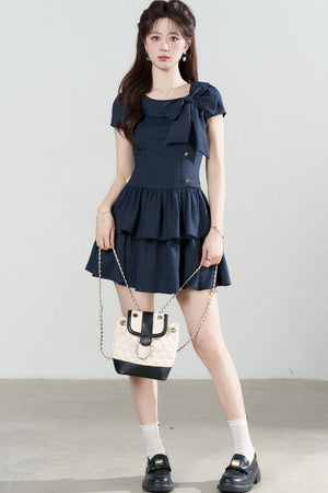 Navy Plaid Summer Dress