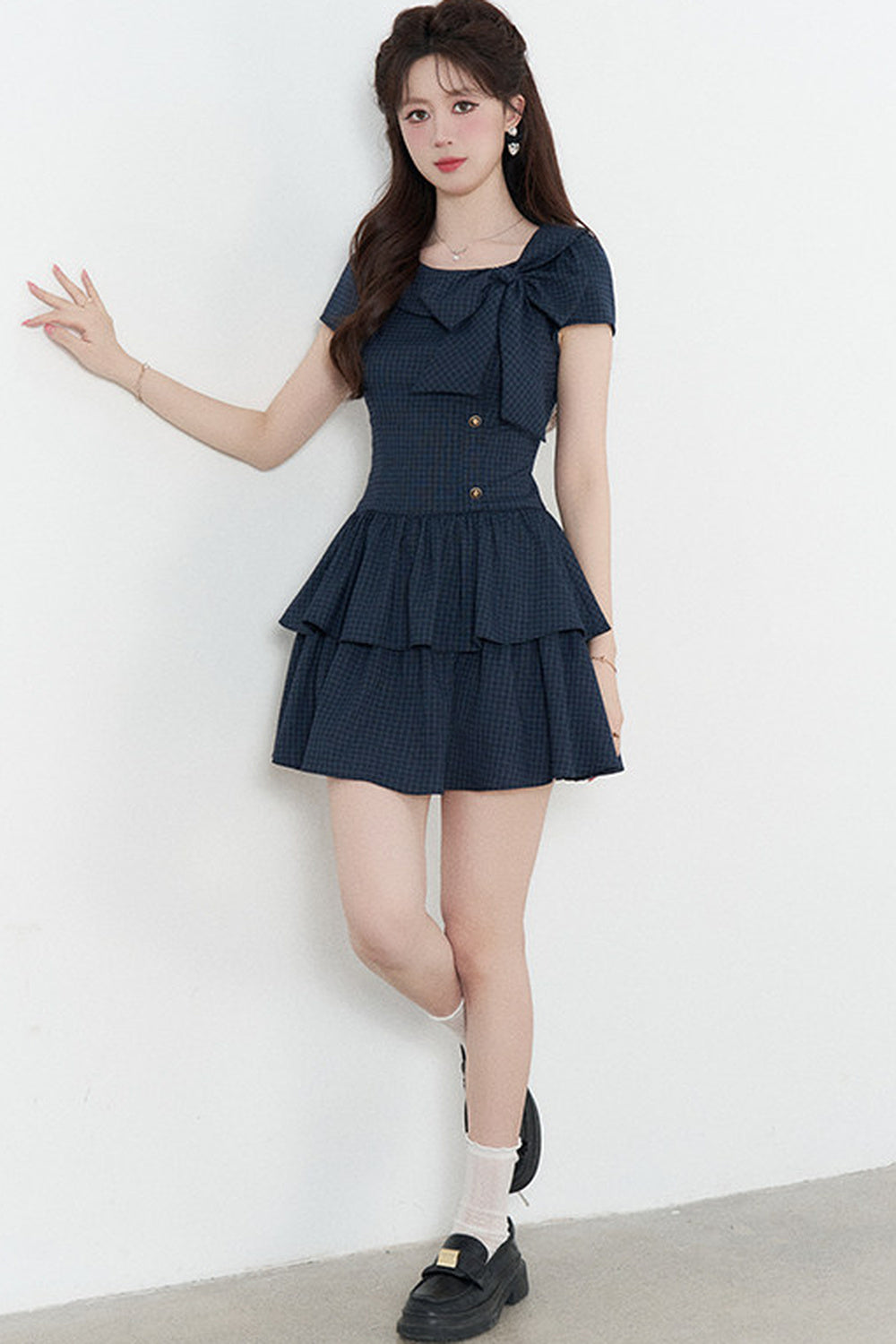 Navy Plaid Summer Dress