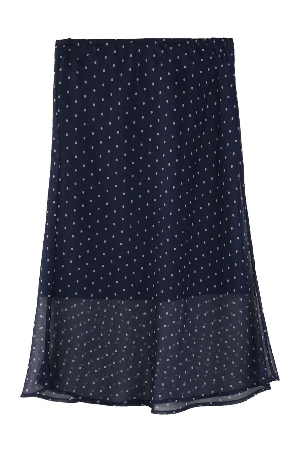 Navy Polka Dot Double-Layer A-Line Mesh Skirt