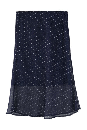 Navy Polka Dot Double-Layer A-Line Mesh Skirt