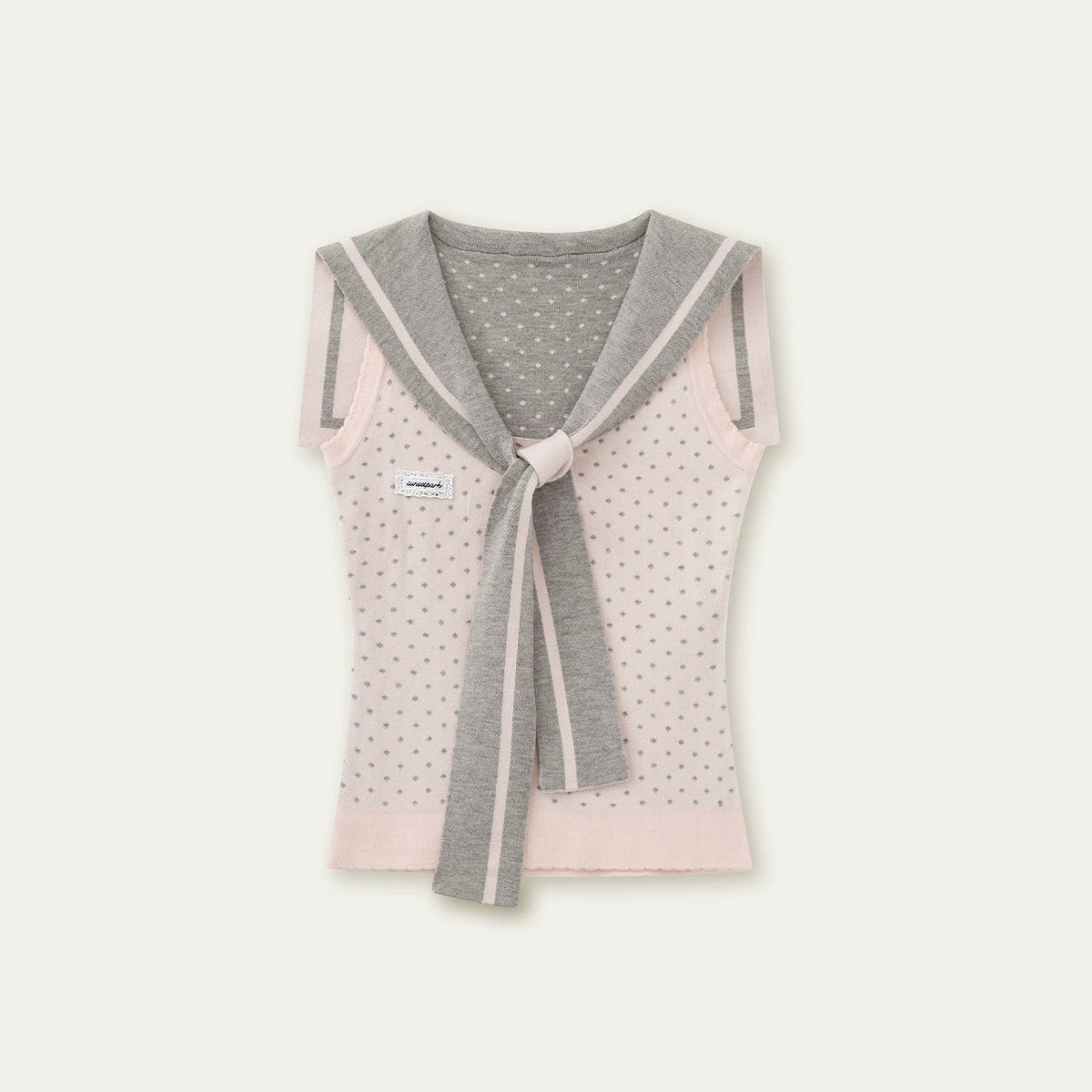 Navy Polka Dot Knit Top