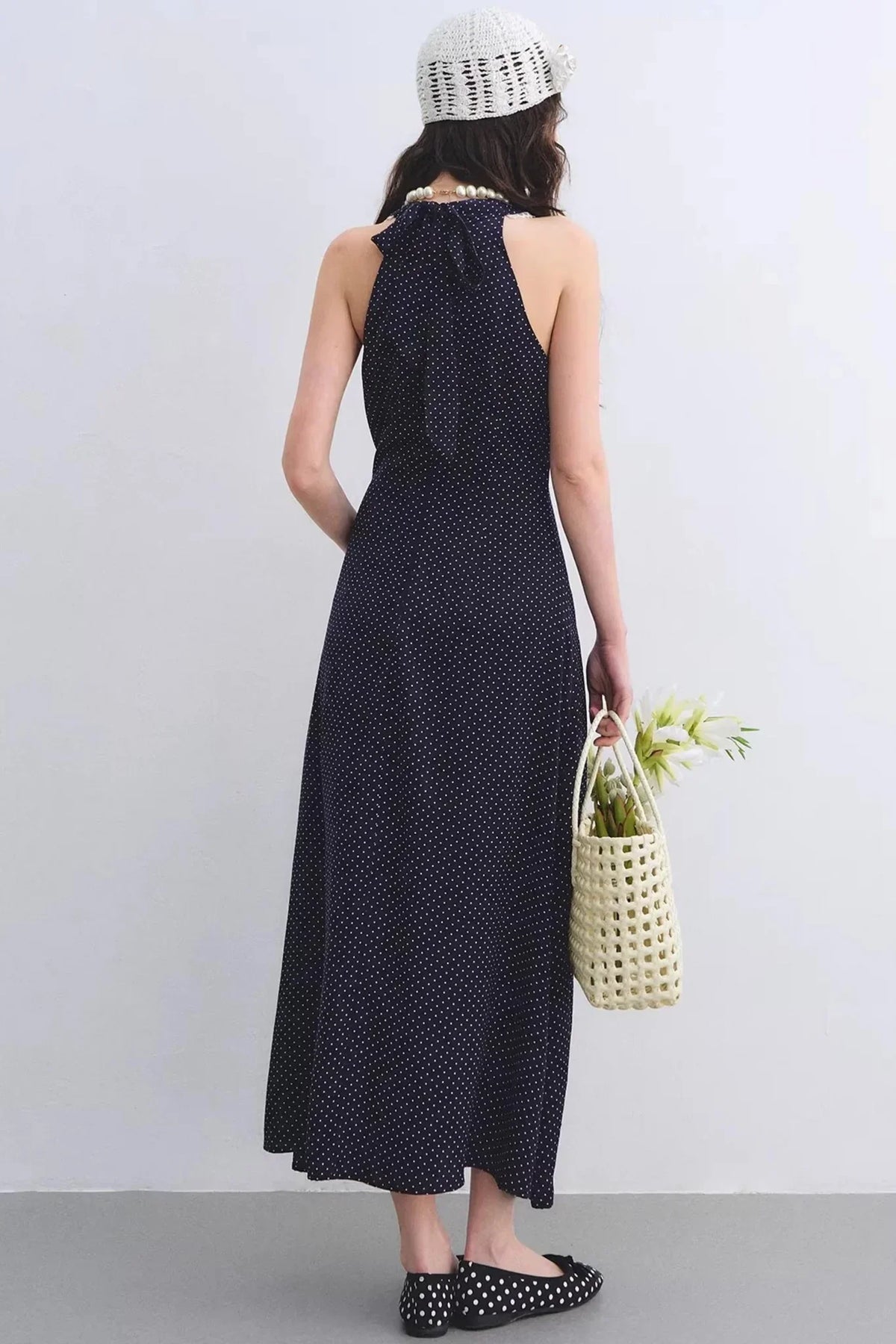 Navy Ruffled Lace Dress