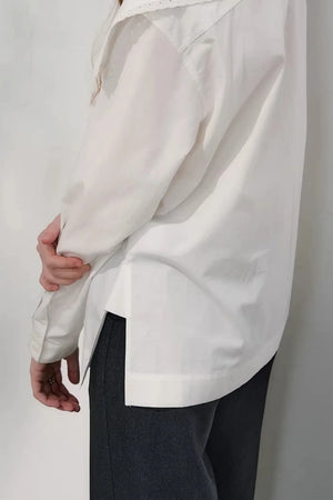 Navy Wave Lace Blouse