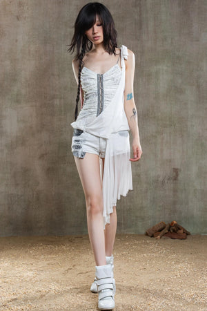 Necklace Accessory Multi-Ruched Lace Halter Top Set