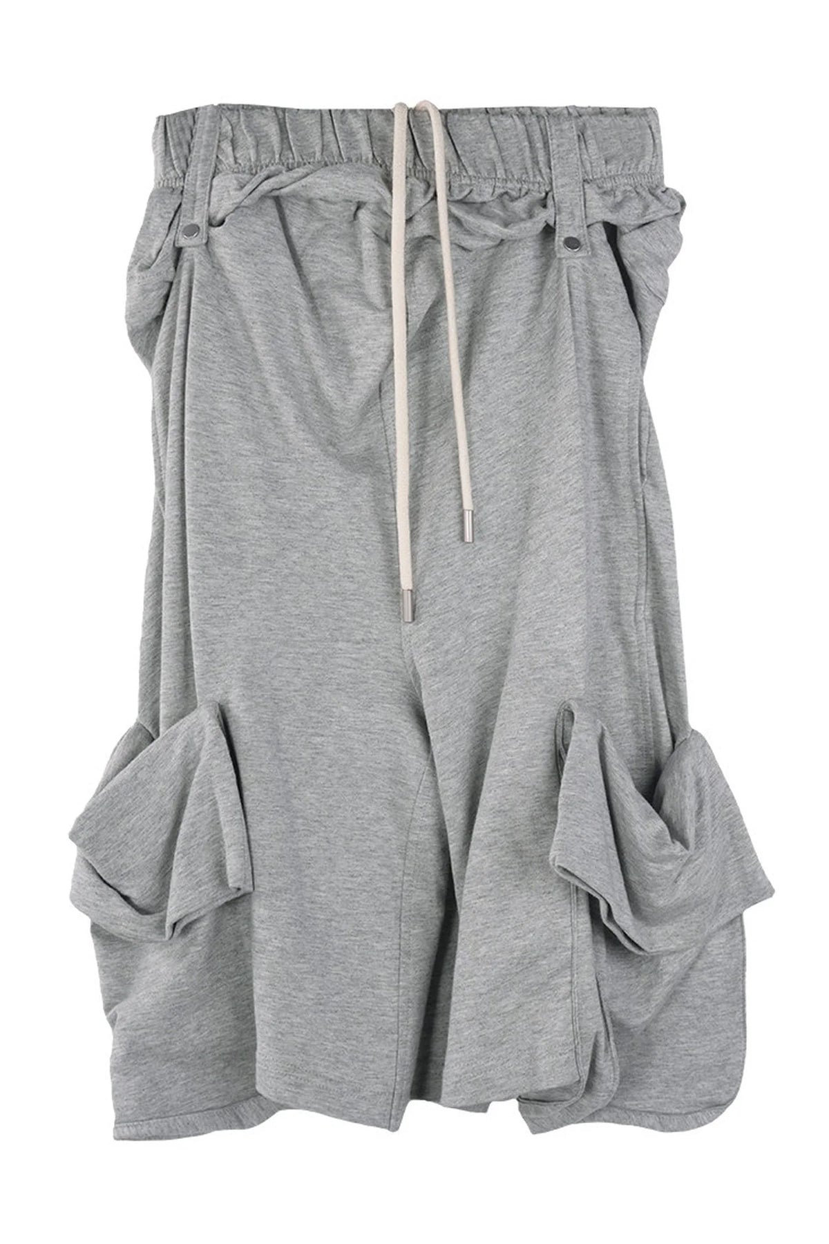 Neutral Cotton Rolled Hem Shorts