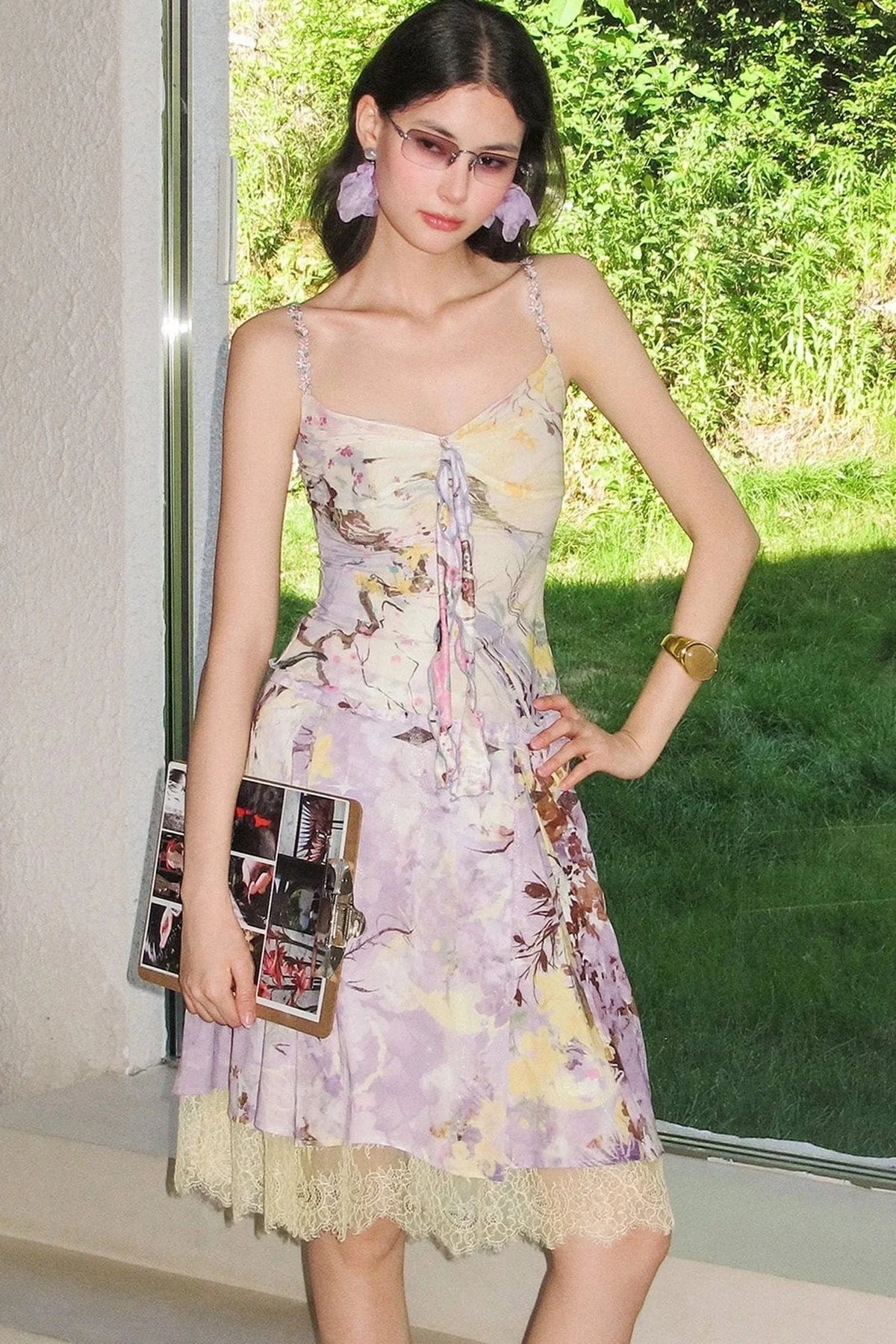 New Chinese Style Printed Camisole Skirt Set-Up
