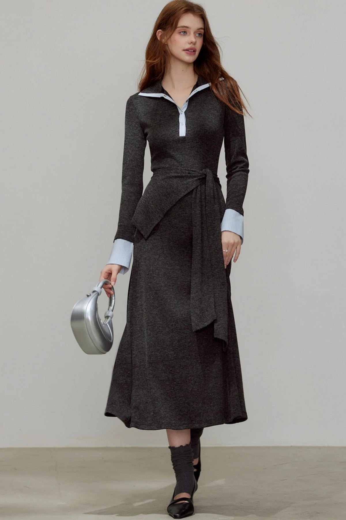 New V-Neck Knitted Dress