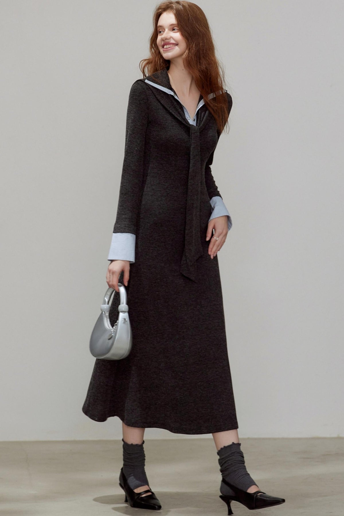 New V-Neck Knitted Dress