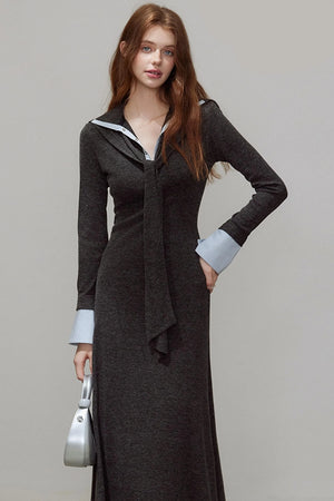 New V-Neck Knitted Dress