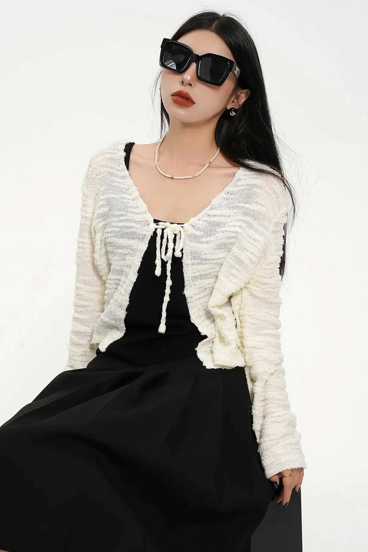 Niche Cropped Knit Cardigan