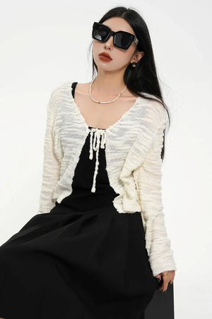 Niche Cropped Knit Cardigan