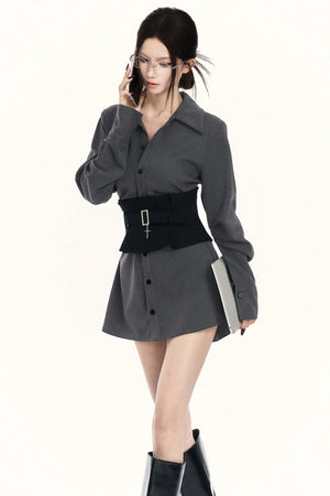 Niche Waist-Cinching Shirt Set