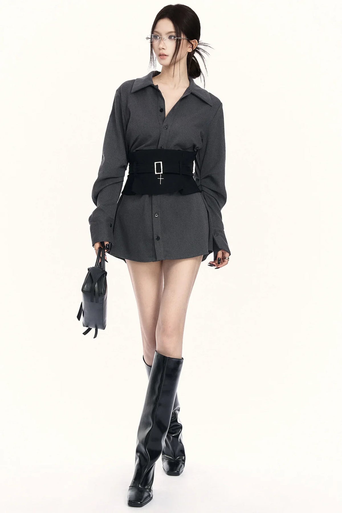 Niche Waist-Cinching Shirt Set