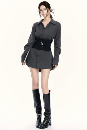 Niche Waist-Cinching Shirt Set