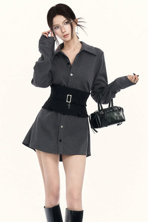 Niche Waist-Cinching Shirt Set