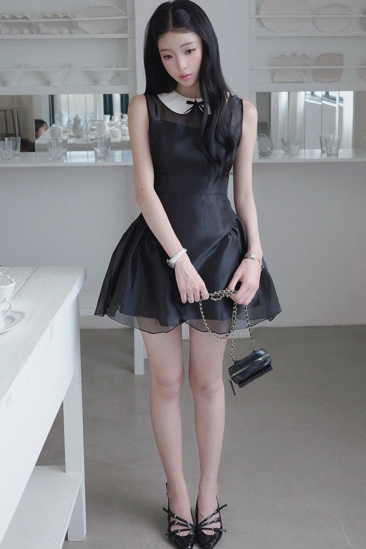Night Banquet Bow Collar Dress